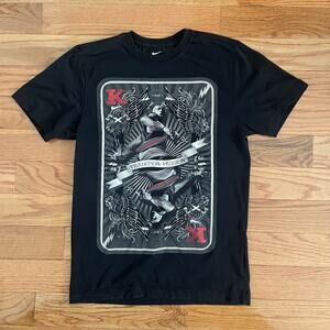 Nike Dri Fit Lebron James T Shirt Mens S Black NBA Playing Card King Graphic